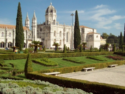 Les jardins de Belém au coucher du soleil