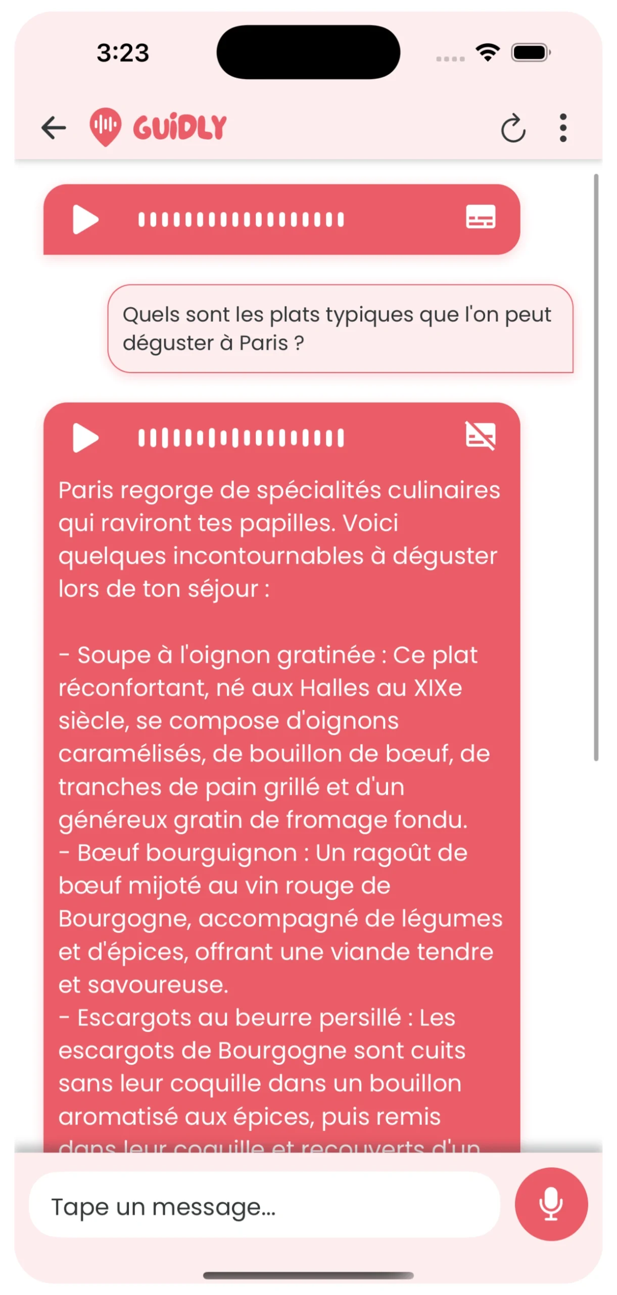 Question posée au guide Guidly et sa réponse